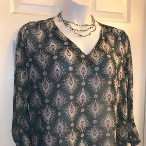 Alice Blue Zinnia V neck blouse